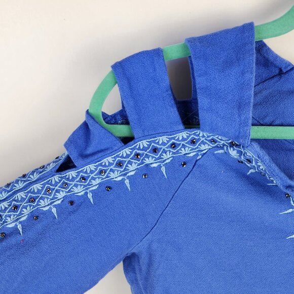 Soft Surroundings Cold Shoulder Embroidered 3/4 Sleeve Blouse Top sz S - Picture 5 of 8